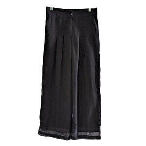 Wishful by W Women's Palazzo Crop Pants Wide Leg Sheer Black Lined 30" Waist NWT